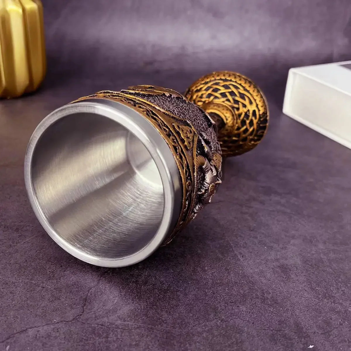 Odin Wine Glass Goddess Resin Stainless Steel Goblet Nordic Mythology Cocktail Glasses Viking Whiskey Cup Thor Pub Bar Drinkware