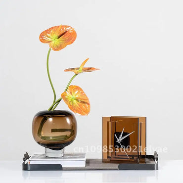 Carpenter 13-Light Luxury Glass Vase High-End Living Room Decorations with Pendulum for Flower Arranging Soft Decor Item