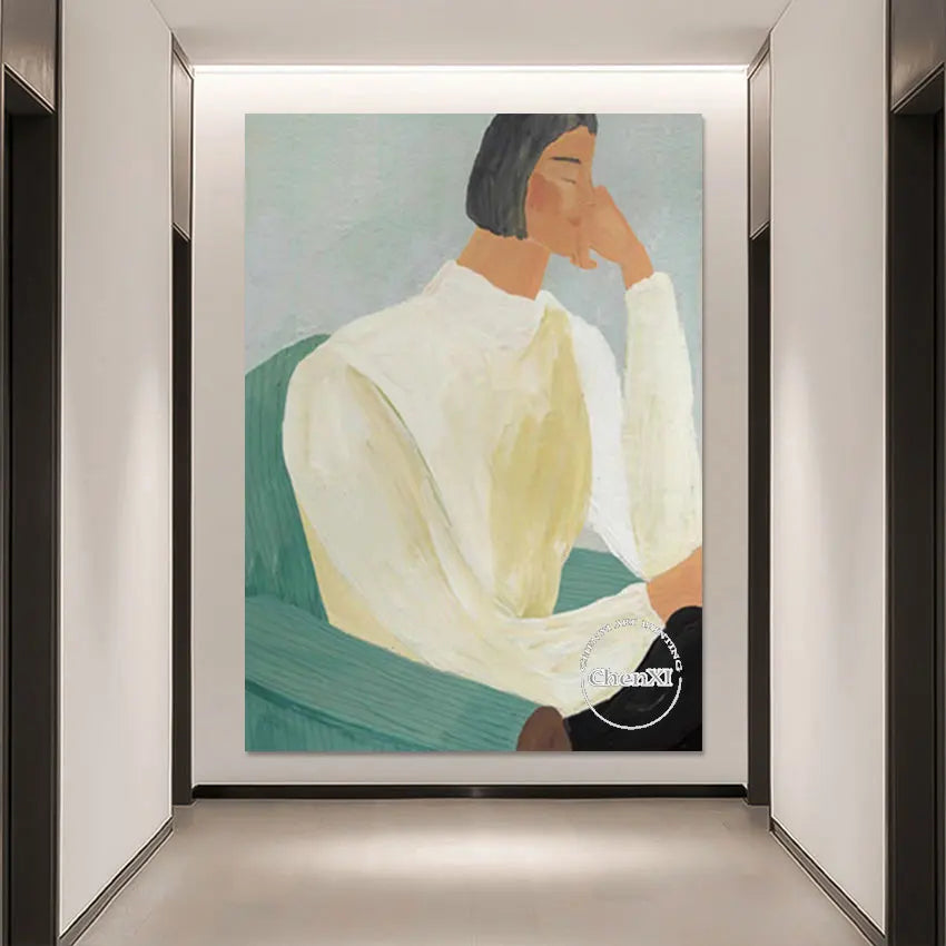 Hotel Room Decor Cartoon Figure Poster Art Hand-painted Abstract Wall Hangings Oil Painting Luxury Decorative Item Artwork