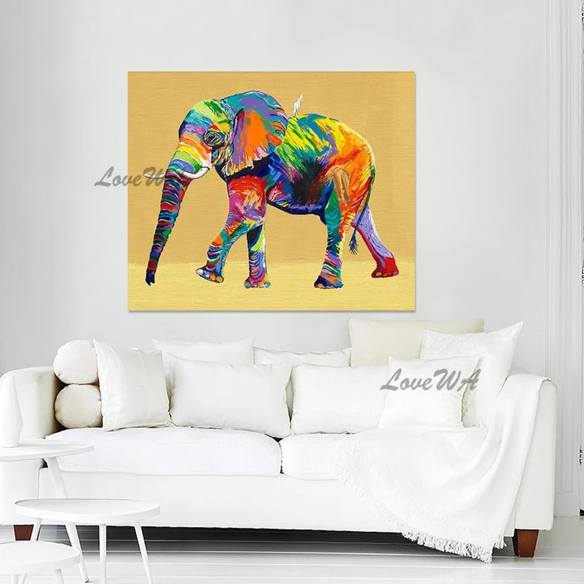 3D Elephant Textured Abstract Paintings, Canvas Artwork, Idea Design Art Picture, No Framed, Wall Decoration For Living Room