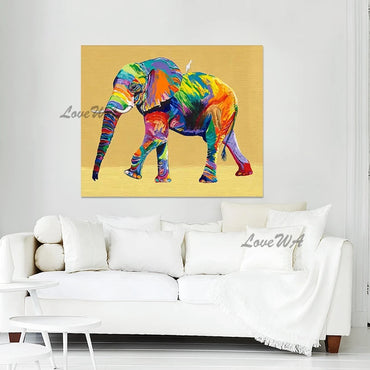 3D Elephant Textured Abstract Paintings, Canvas Artwork, Idea Design Art Picture, No Framed, Wall Decoration For Living Room