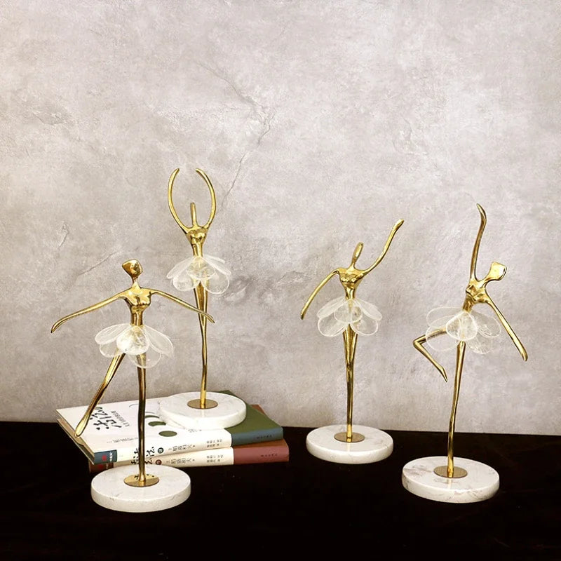 Luxury Art Sculptures Ballet Modern Copper Sculpture Design Desk Creative Figurines Nordic Gift Aesthetic Figurines Home Decor