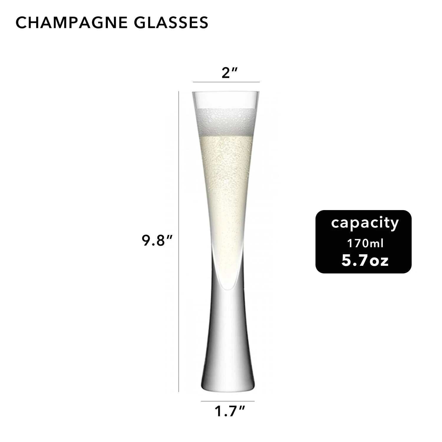 Hand Blown Champagne Flutes Glasses | Clear Crystal for Weddings & Parties | Housewarming Toasting Cups Gifts