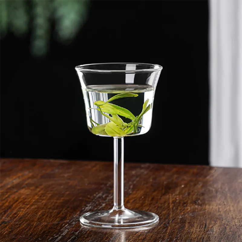 Transparent Glass Houkui Tea Cup Green Kung Fu Tea Glass Red Wine Glass Goblet Tea Tasting Cup Small Tea Cup Mini Wine Cups New