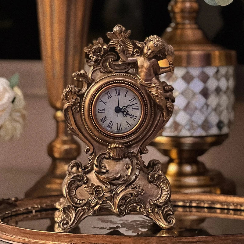 Resin Roman Dial Table Clocks, Retro Clocks, Office Desktop Ornaments, Decoration Items, Nordic Watch Decor, Home Accessories