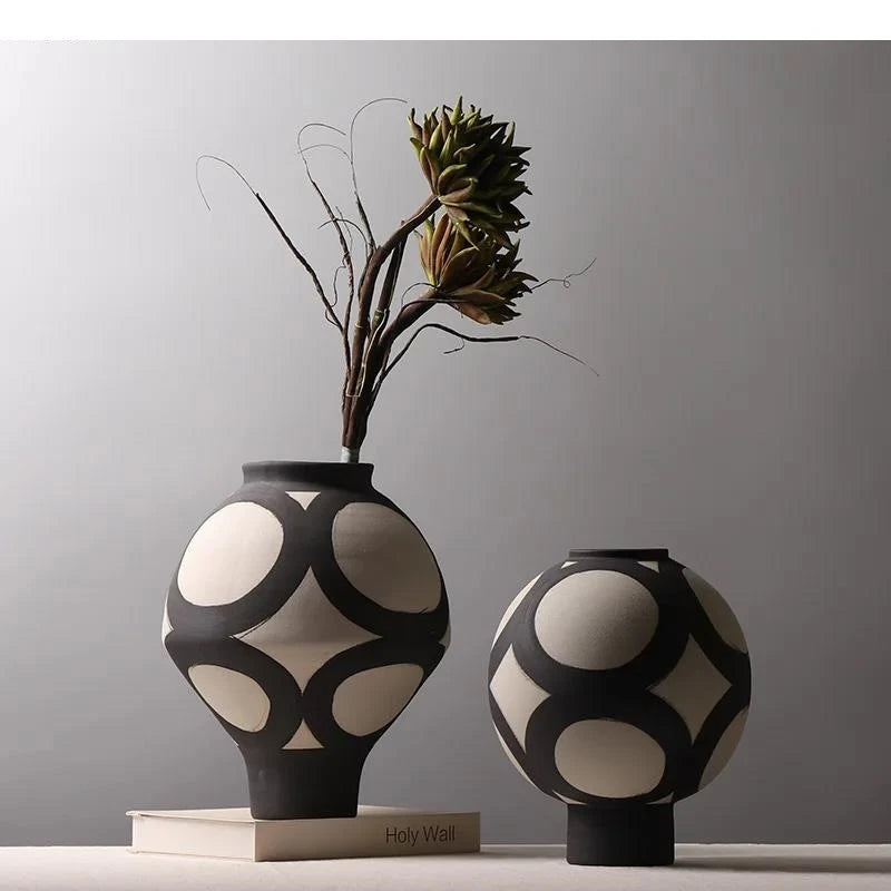 Hand Painted Ceramic Vase Living Room Tabletop Flower Ware Decoration Frosted Arrangement Home