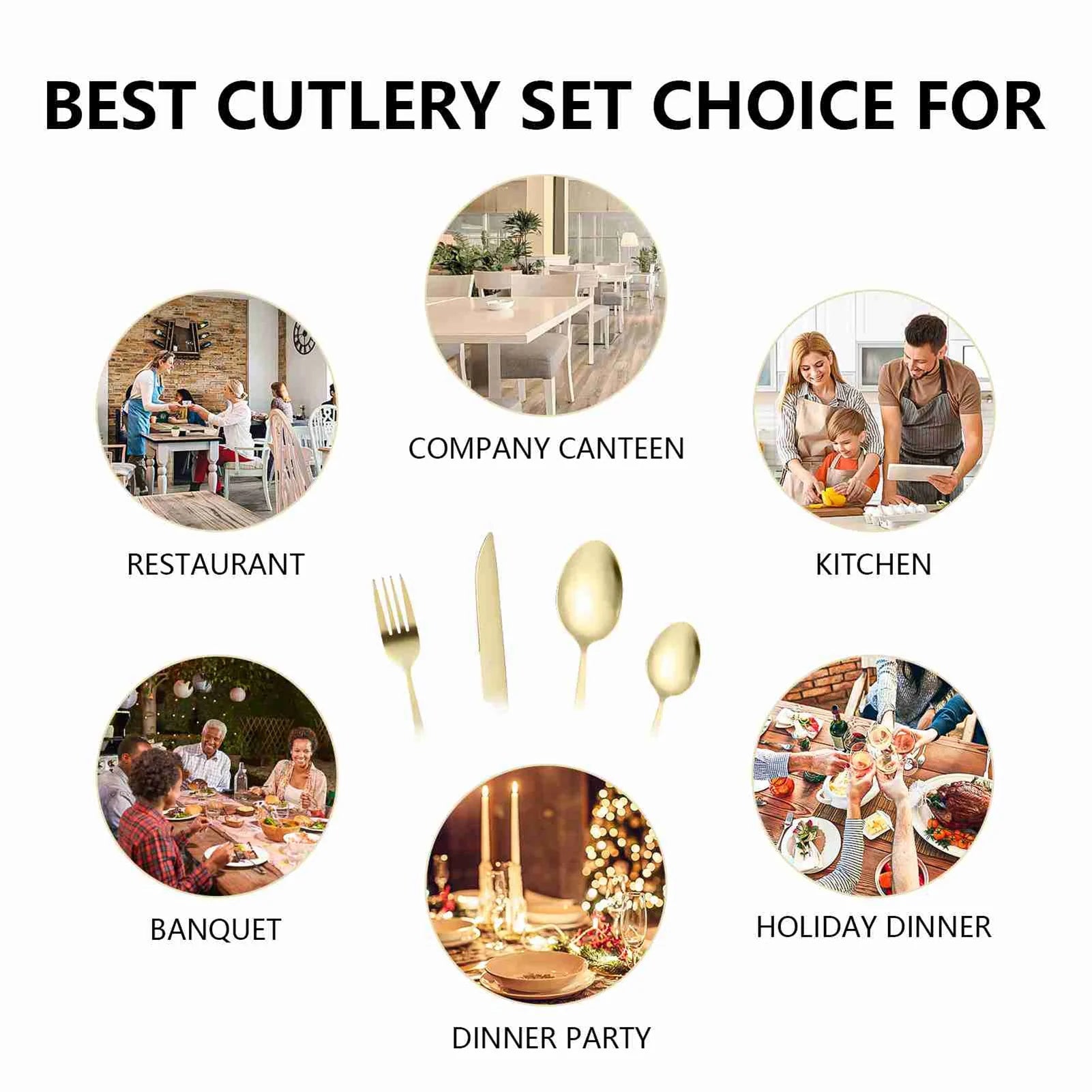 Flatware Set Gold Cutlery Set Stainless Steel Tableware Set Gold White Mirror Polished Cutlery Set for Home Restaurant
