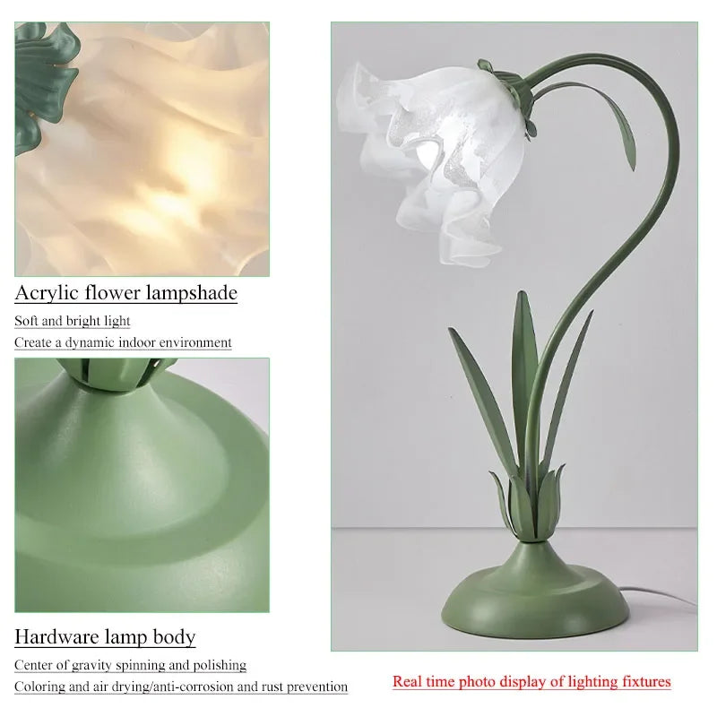 Nordic Flower Girl Table Lamp for Bedroom Bedside Lights Acrylic Lampshade Living Room Decoration Study Desk Lamp Light Fixture