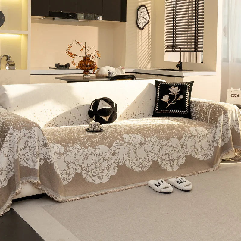 EIFLOY-Flower Chenille Sofa Towel Blanket, 3 Seater, Anti Scratch, Couch Cover for Living Room, Universal Furniture Protector