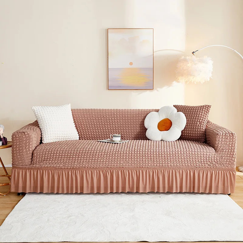 1/2/3/4 Seater Seersucker Sofa Slipcover High Stretch Couch Cover Thick Corner Sofa Protector Elastic Corner Couch Covers