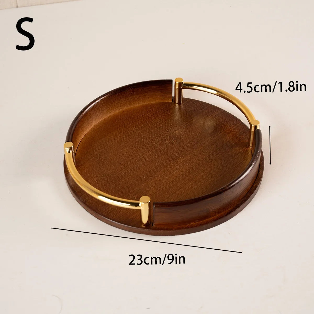 Light luxury and simple home kitchen round bamboo tray Home restaurant tea set small tray portable fruit snack tray