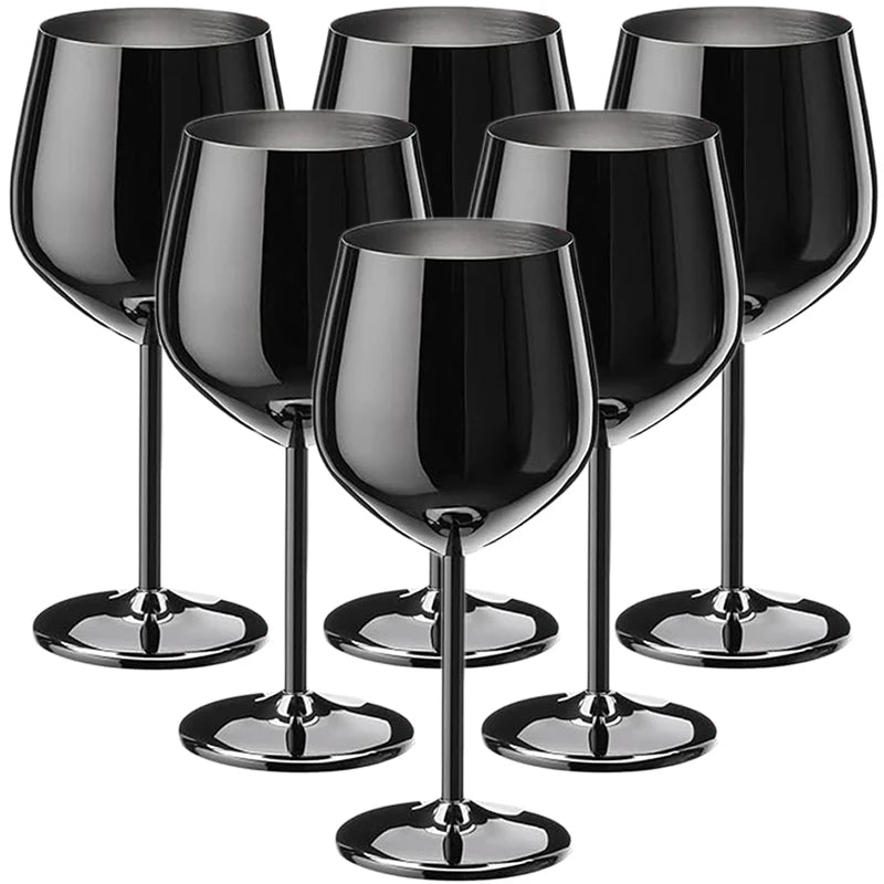 6PCS Stainless Steel Glass Cocktail Creative Metal Wine Glass Bar Restaurant Champagne Red Wine Glass Drinkware Barware Cup