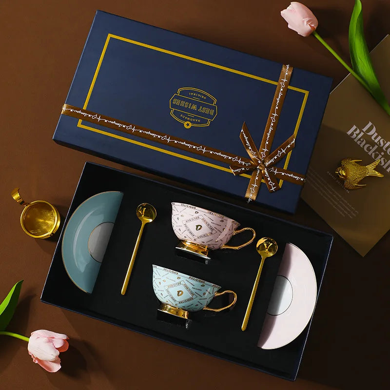 Creative Luxury Coffee Cup and Dish Set with Gift Box Exquisite Craftsmanship and Gift Selection
