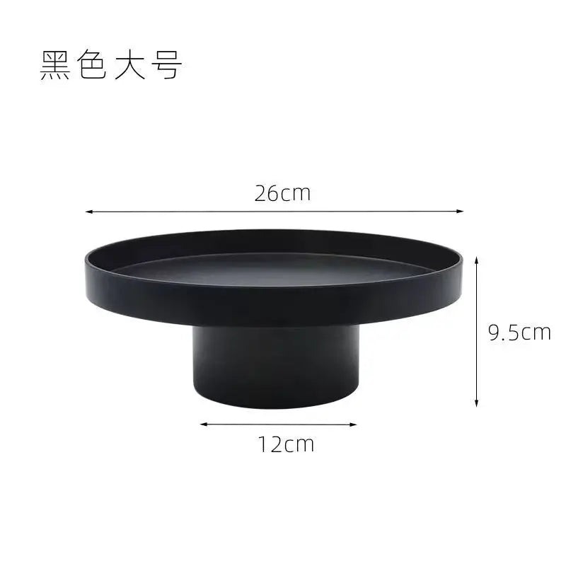Round Black White Decorative Tray Storage Organizer ABS Tray Fruit Perfume Cosmetic Tray Home Decor Plates Simple Storage Plate