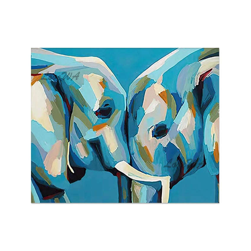 Simple Style Abstract Design Elephant Oil Paintings, Modern Canvas Picture, Frameless, Living Room Decor Art Wall, Hot Sale