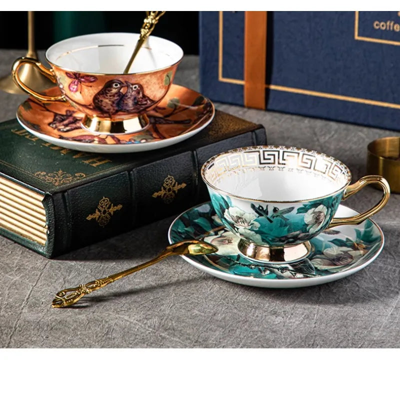 Bone China Coffee Cup Set, Rustic Style Afternoon Tea Cup, High Aesthetic Value, Light Luxury, Exquisite Gift