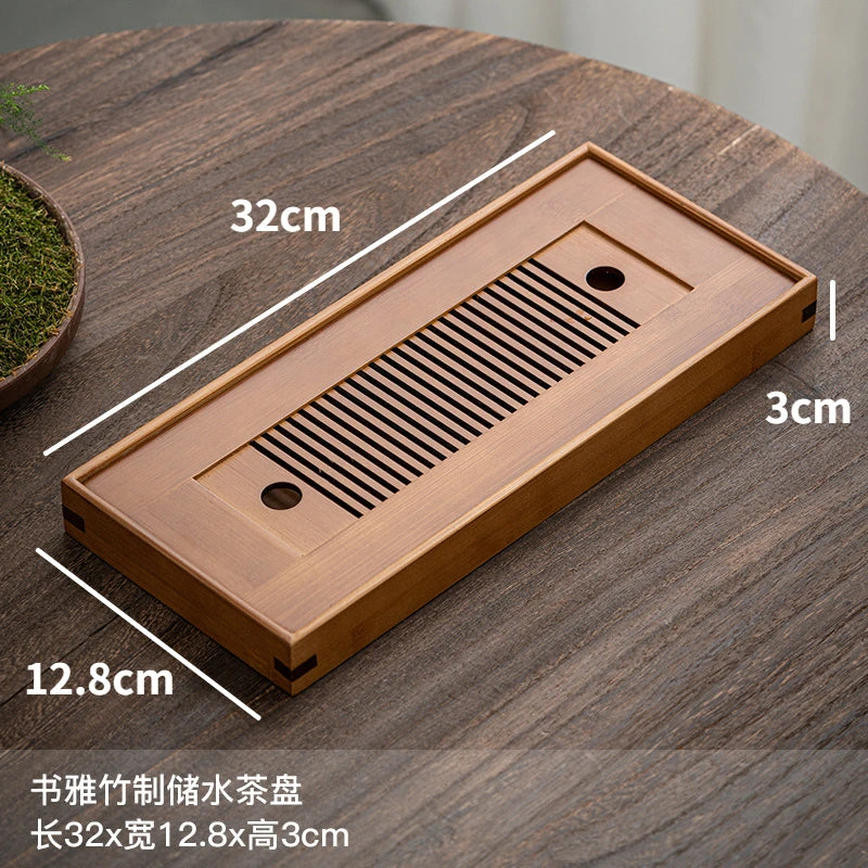 Modern Bamboo Tea Tray, Household Drain Tea Tray, Detachable Office Light Luxury Small Tea Tray, Dry Brewing Table