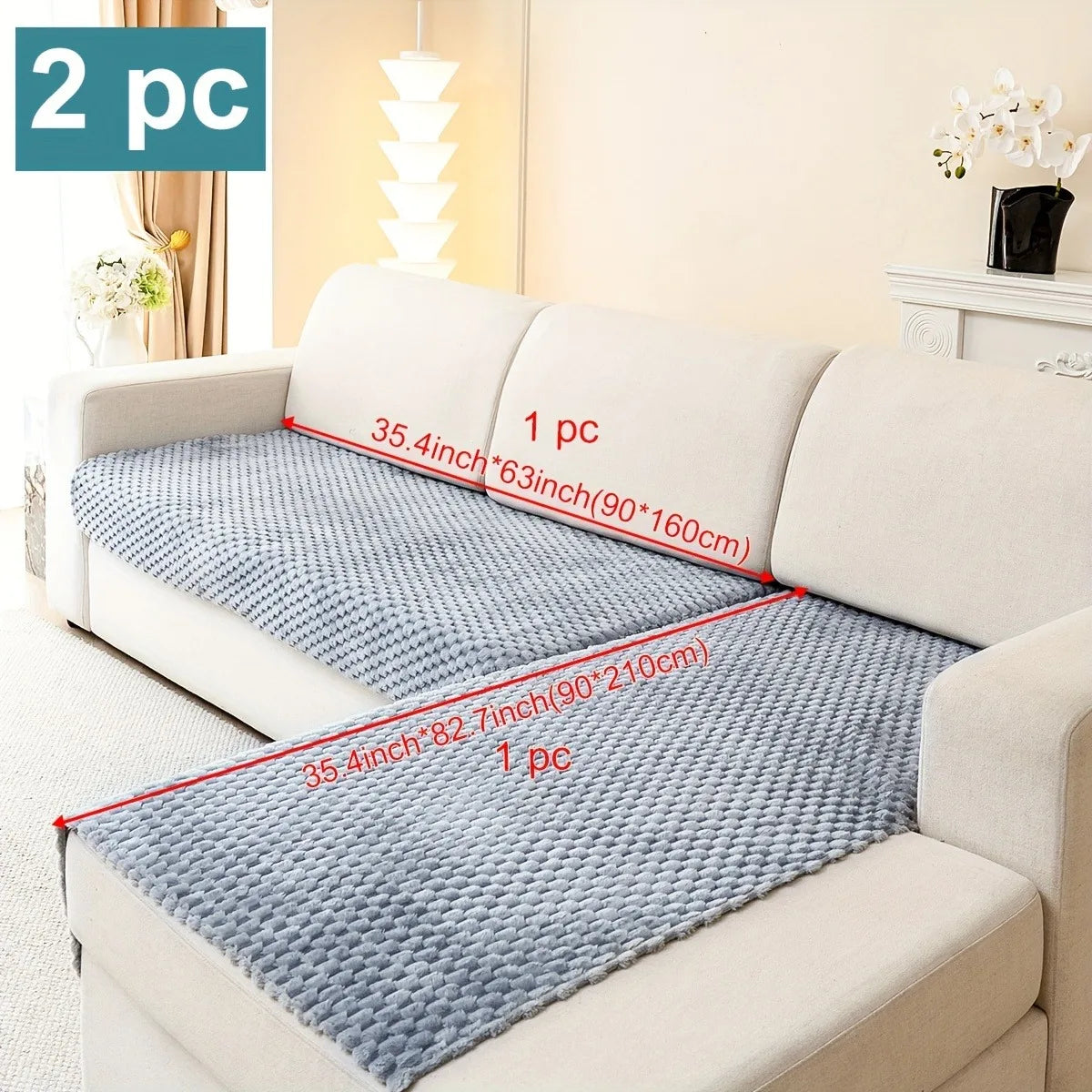 2pcs/Set Honeycomb Jacquard Plush Sofa Covers for Living Room Corner Sofa Couch Seat Cover Sofa Towel