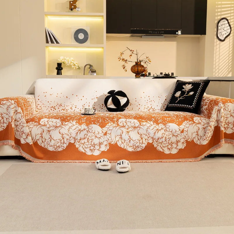 EIFLOY-Flower Chenille Sofa Towel Blanket, 3 Seater, Anti Scratch, Couch Cover for Living Room, Universal Furniture Protector