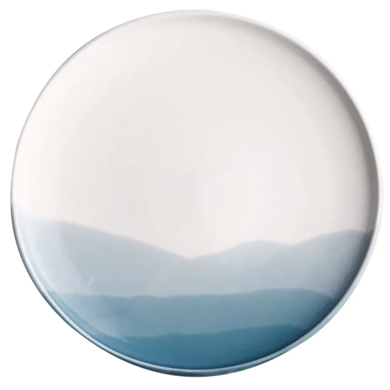 Mountain Scenery Ceramic Dinner Plate Big Round Dessert cake Square Steak dish Restaurant kitchen tableware set