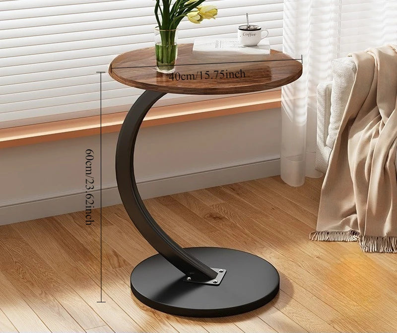 Round Edge Coffee Table with Double Shelf – view 10, modern home furniture