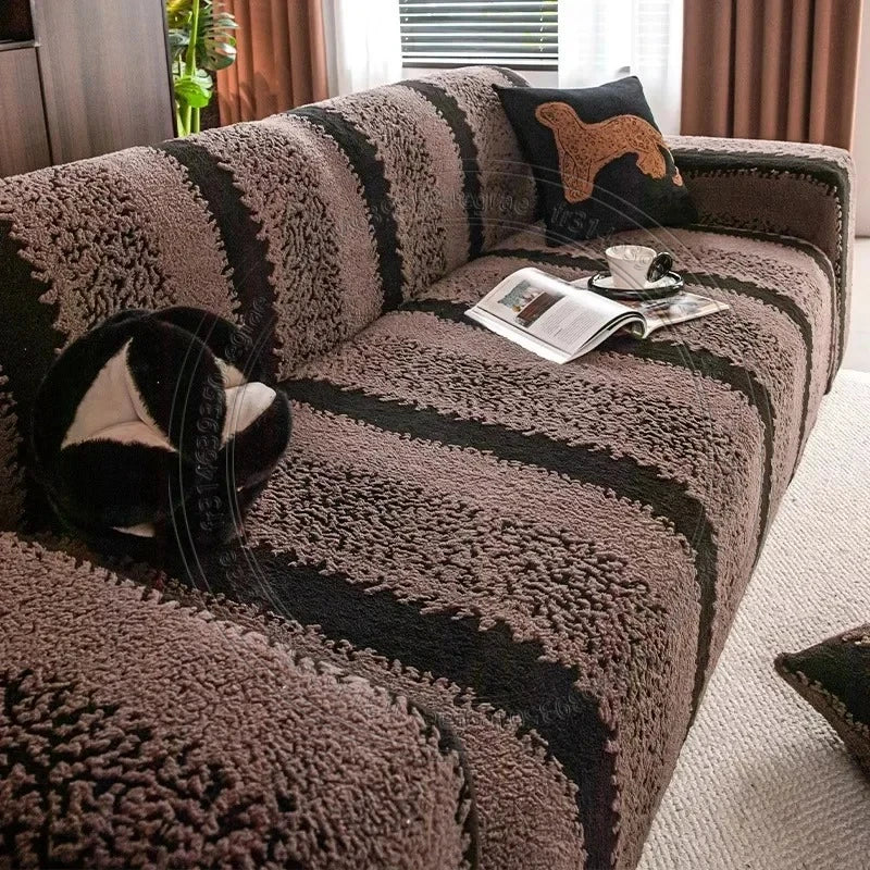 Stretchable velvet sofa cover, furniture protection, non-slip, universal, 1 2 3 4 seats.