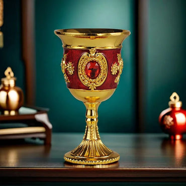 European Gemstone Rose Metal High Footed Wine Cup Wedding Toast Cup Household Wine Glass Holiday Gift