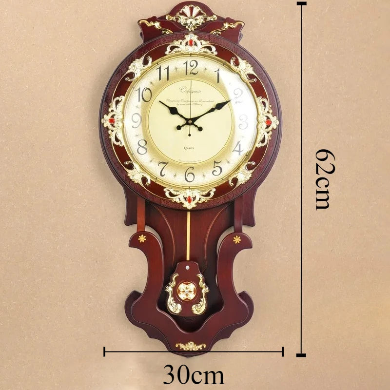 Wood Vintage Wall Clocks Silent Pendulum Clock Nordic Large Home Decor Watches Living Room Luxury Art Decoration Accessories