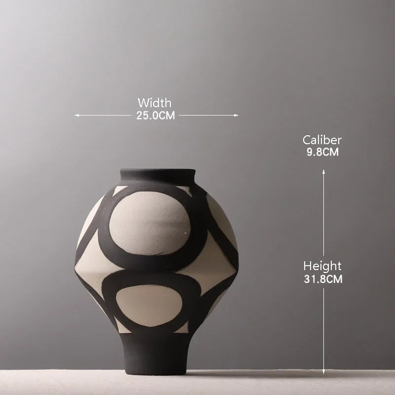 Hand Painted Ceramic Vase Living Room Tabletop Flower Ware Decoration Frosted Arrangement Home