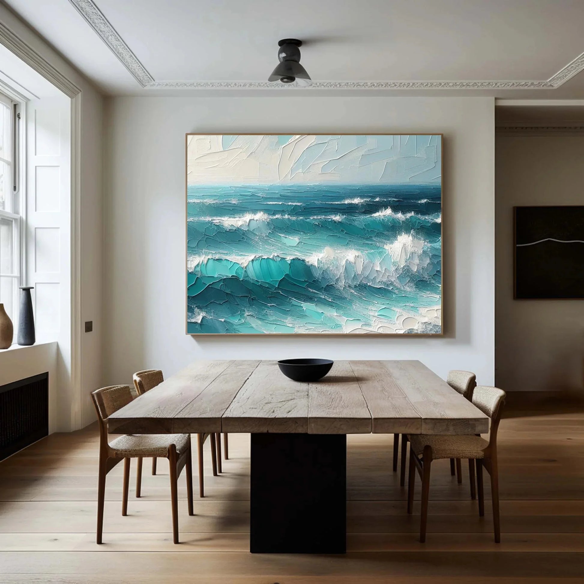 Thick Texture Knife Painted Seascape Pic Dafeng Oil Painting  Handmade Abstract Oil Painting on Canvas Wall Art Home Decoration