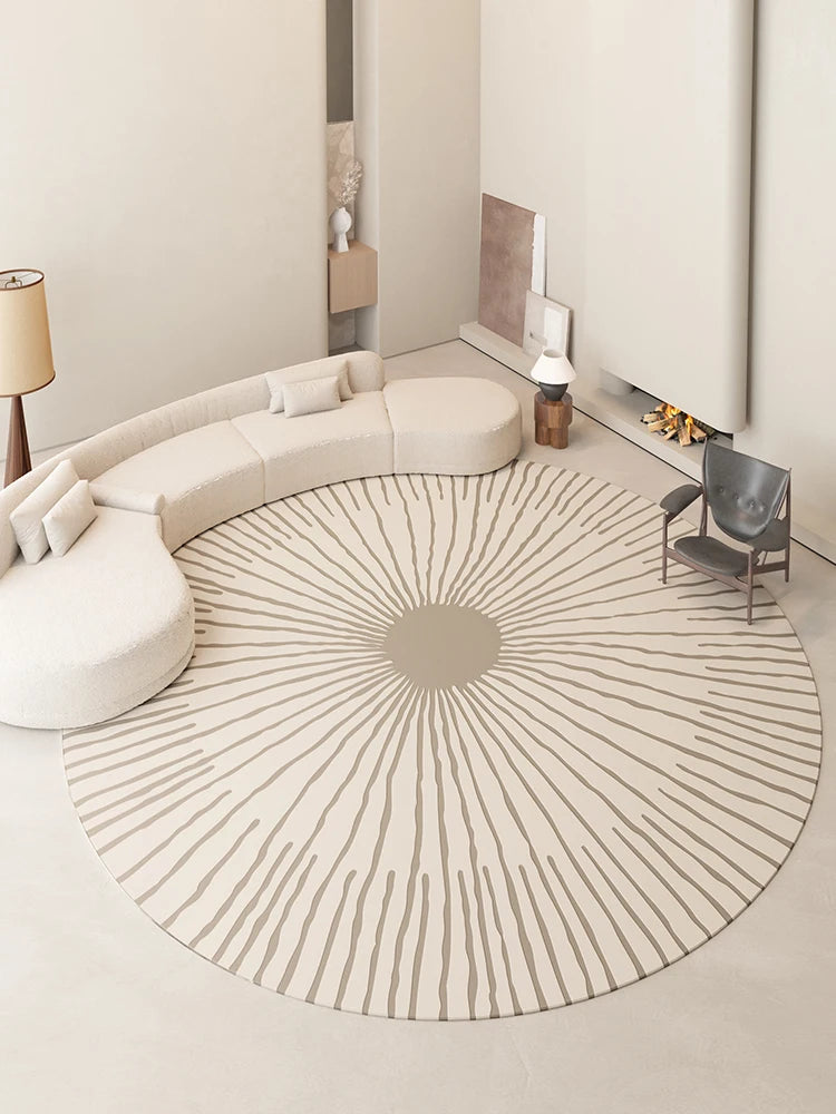 Cream Style Carpets for Living Room Thicken Plush Bedroom Decor Round Carpet Fluffy Soft Lounge Floor Mat Washable Cloakroom Rug