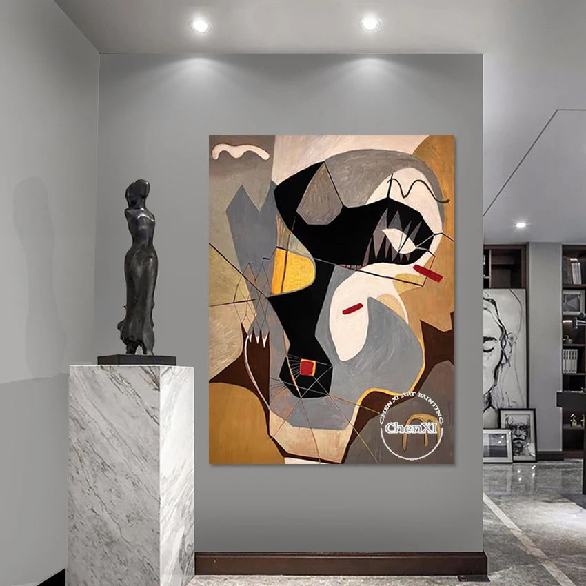 Modern Canvas Wall Figure Picture Large Size Black And Gray Art Textured Oil Paintings No Framed Abstract Sleeping Room Decor