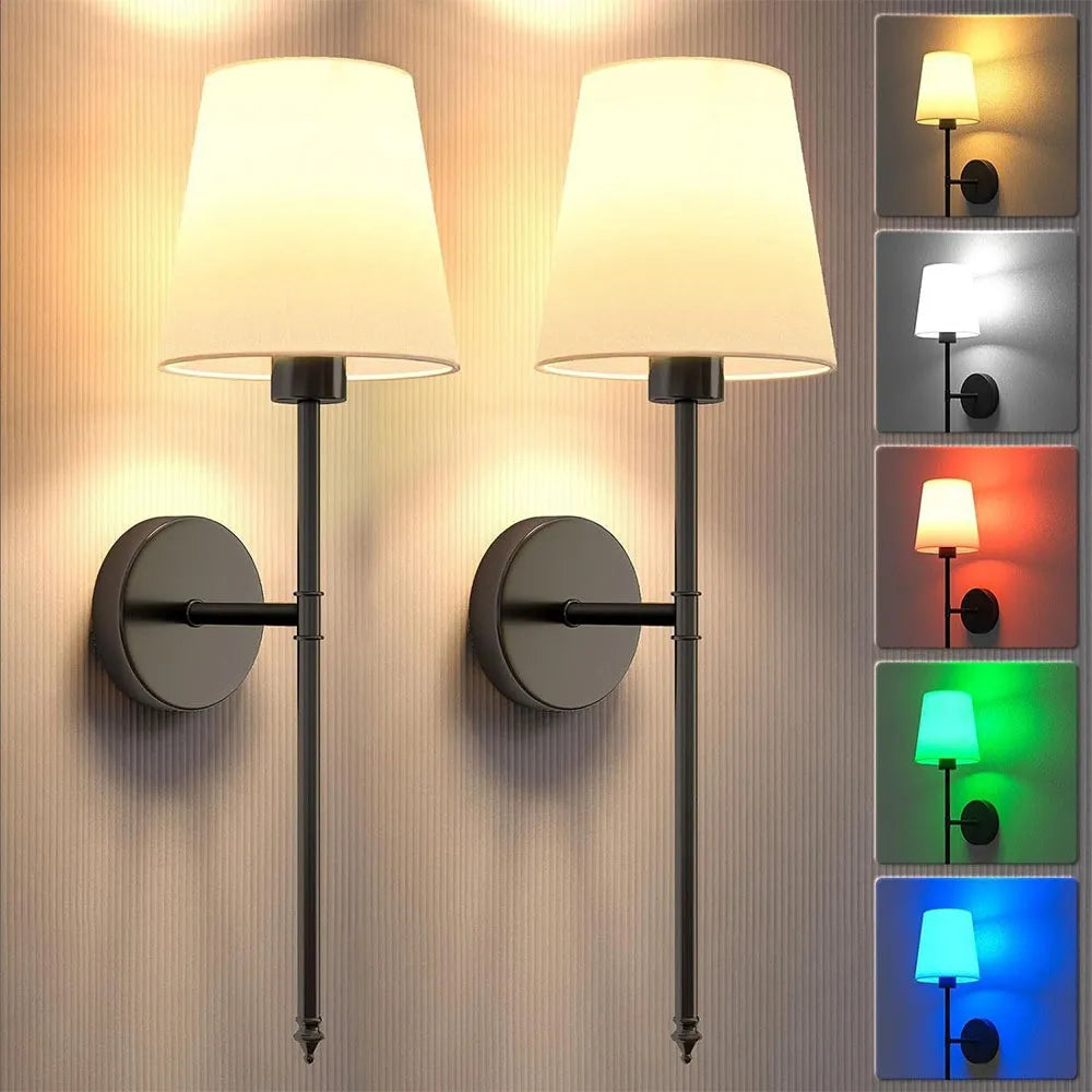 2 E27 non bulb metal wall lamps with fabric lampshades for bedroom and room decoration wall lamps