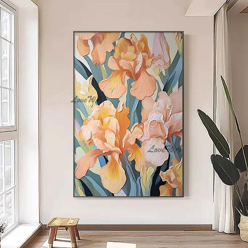 Beautiful Handmade Flowers Canvas Abstract Paintings, Natural Scenery Picture, Acrylic Textured Art Wall, Frameless Artwork