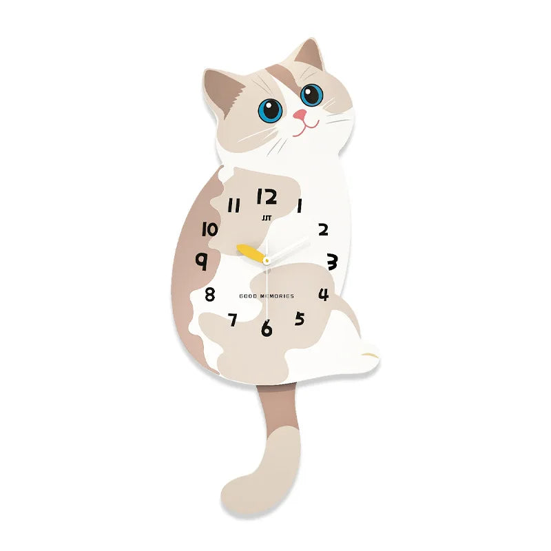 Swinging Cat Tail Wall Clock - Silent Modern Decor for Living Room, Minimalist Creative Hanging Clock