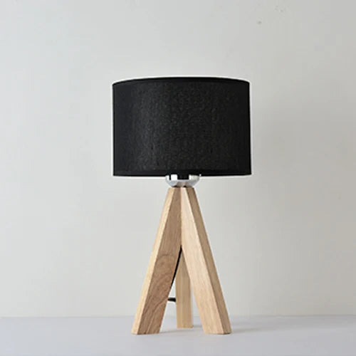 OUDELADI Wooden Table Lamp White Black cloth lampshade Home decor living room Bedside Desk lamp E27 Study Reading Light
