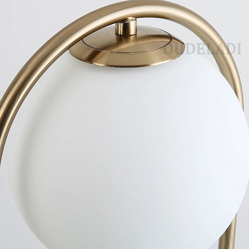 OUDELADI  Frosted Glass ball Table Lamp Gold Silver Brass Black Desk lamp Home Decor Study Bedroom Lighting fixtures