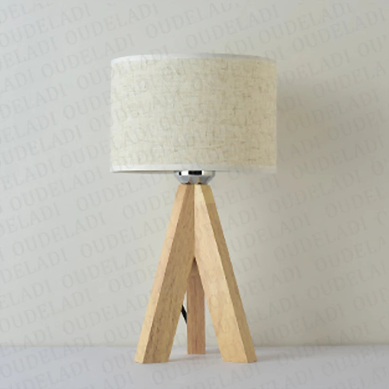 OUDELADI Wooden Table Lamp White Black cloth lampshade Home decor living room Bedside Desk lamp E27 Study Reading Light