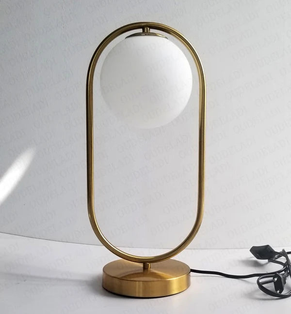 OUDELADI  Frosted Glass ball Table Lamp Gold Silver Brass Black Desk lamp Home Decor Study Bedroom Lighting fixtures