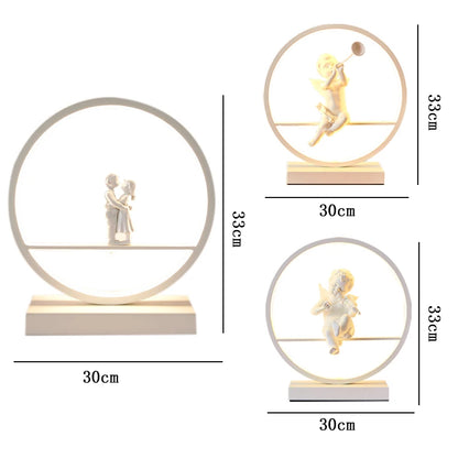 OUDELADI Angel doll table lamp bedside Romantic warm Couple desk lamp Modern home living room decor Bird table lamp