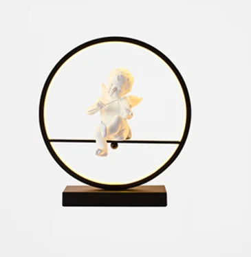 OUDELADI Angel doll table lamp bedside Romantic warm Couple desk lamp Modern home living room decor Bird table lamp