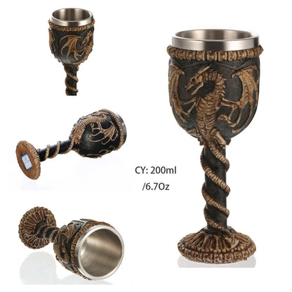Skull Resin Stainless Steel Goblet 200ml Gothic Wine Glass Horrible Cocktail Glasses Whiskey Cup Pub Bar Drinkware Dropshipping