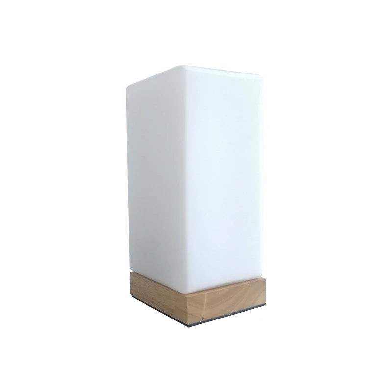 Modern glass bedroom table lamp solid wood glass night light warm E27 living room desk bedside lamp creative simplicity