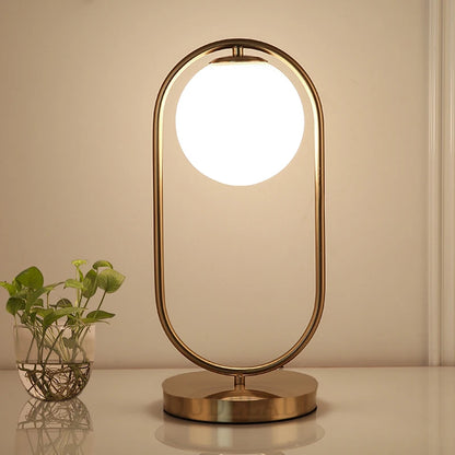 OUDELADI  Frosted Glass ball Table Lamp Gold Silver Brass Black Desk lamp Home Decor Study Bedroom Lighting fixtures