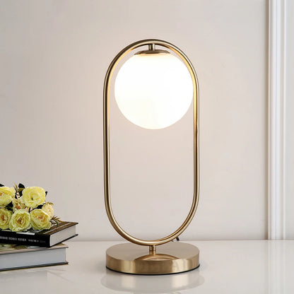 OUDELADI  Frosted Glass ball Table Lamp Gold Silver Brass Black Desk lamp Home Decor Study Bedroom Lighting fixtures
