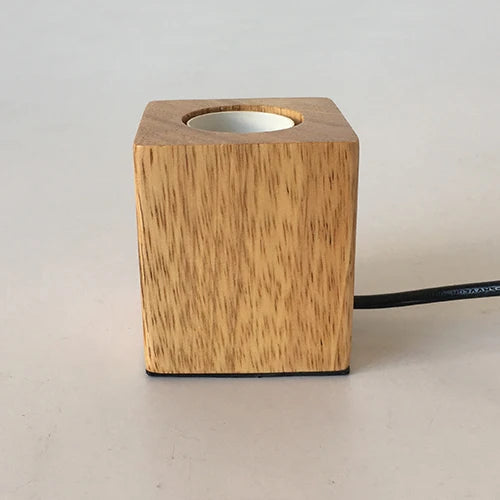OUDELADI mini solid wood polyhedron Table Lamps living room bedroom desk bedside EU plug switch line E27 Wooden tafel lamp