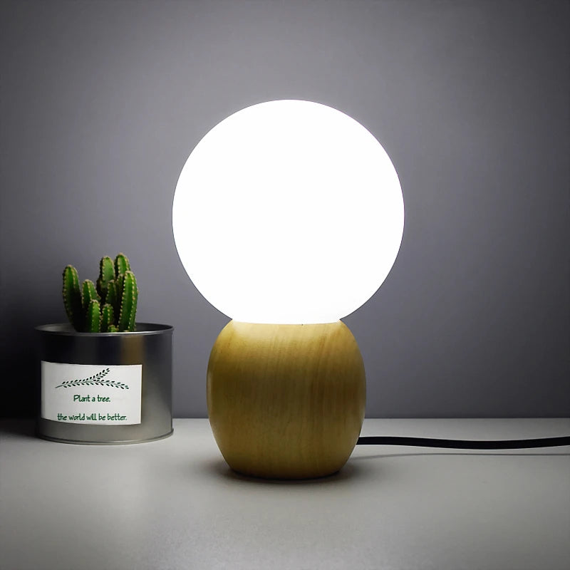 OUDELADI mini solid wood polyhedron Table Lamps living room bedroom desk bedside EU plug switch line E27 Wooden tafel lamp
