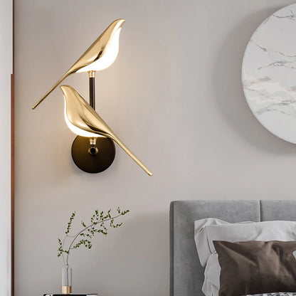 Creativity Bird Design Gold Plating Led Wall Lamps Hallway Stairs Sconce lamp Living Room Bedroom Decor Lighting Fixtures