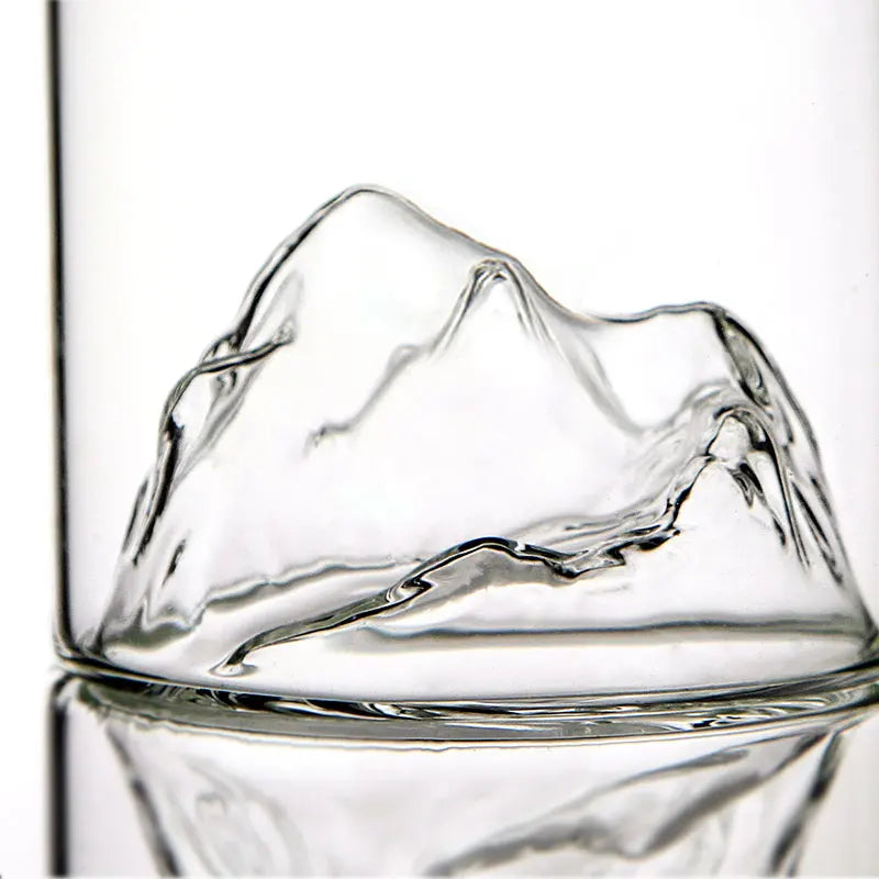Whiskey Glass  Bottom Raised Ice Mountain Design Tumbler for Drinking Bourbon,Scotch,Cocktails or Tea Gift Package Liquor Shot