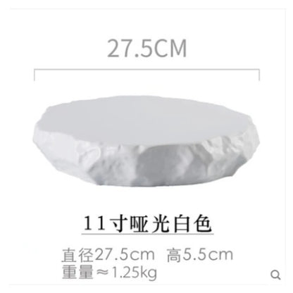 Creative Stone Pattern Ceramic Plate Dishes Western Food Steak Plate Dessert Plate Black and White Gold Special-shaped Tableware